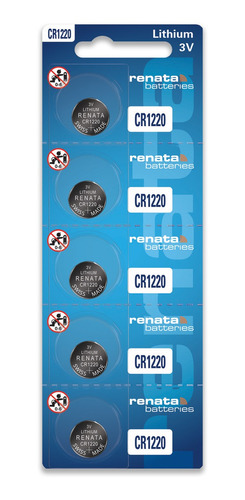 05 Baterias Cr1220 3v Renata Original Controle Carro Led 