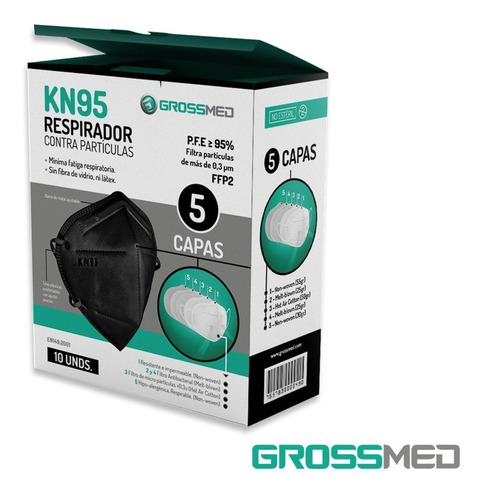 Respirador Contra Partículas Kn95 Grossmed - Negro