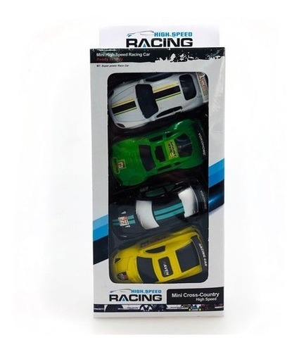 Set De 4 Autos A Friccion Estilo Deportivo High Speed Racing