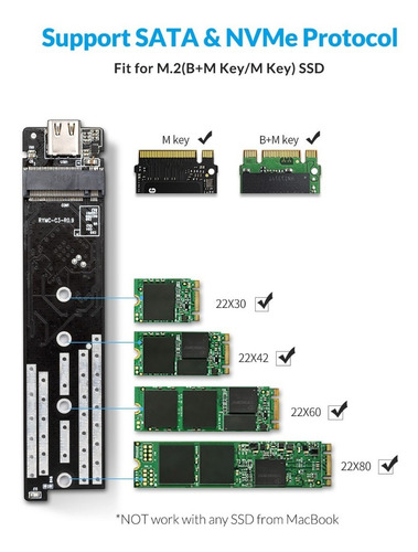 Case Cofre Transparente Para Disco Ssd M.2 Dual Nvme Y Ngff