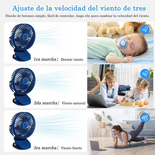 Ventilador Portátil Recargable, 6 Velocidades De Viento Y