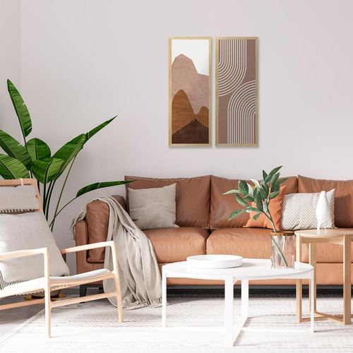 Kit 2 Quadros Elegante Geométricos Linhas E Formas Para Sala