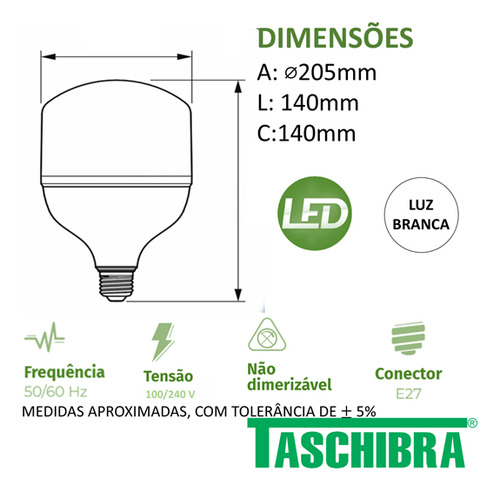 Lampada Led Bulbo 61w Branca 6500k Alta Potencia E27 Bivolt