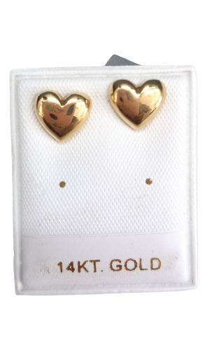 Lindos Aretes De Corazón En Oro De 14 Kilates