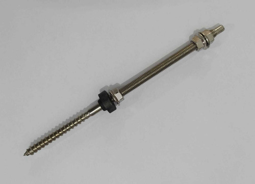 20 Haste Solar M10x250 Madeira Com Suporte Reto E Fixador