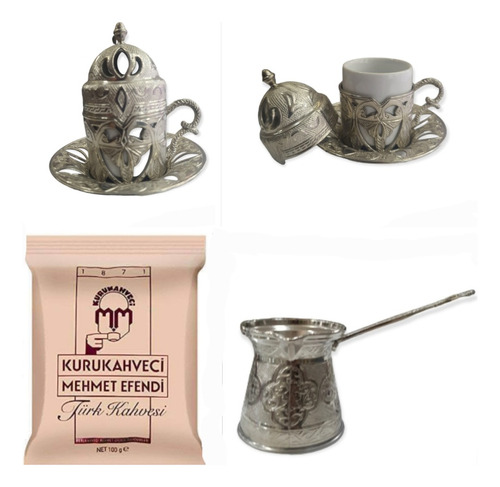 2 Tazas De Café Turco, Cafetera Y Café Originales De Turquía