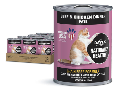 Daves Naturally Healthy - Carne De Res Y Pollo Para Gatos, L
