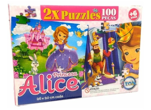 Quebra Cabeças Princesa Alice 2 Puzzles 100 Peças Meninas