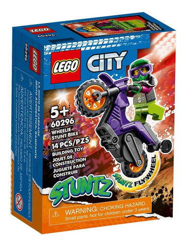 Brinquedo Lego City Stuntz Motocicleta De Wheeling 60296 Quantidade de peças 14