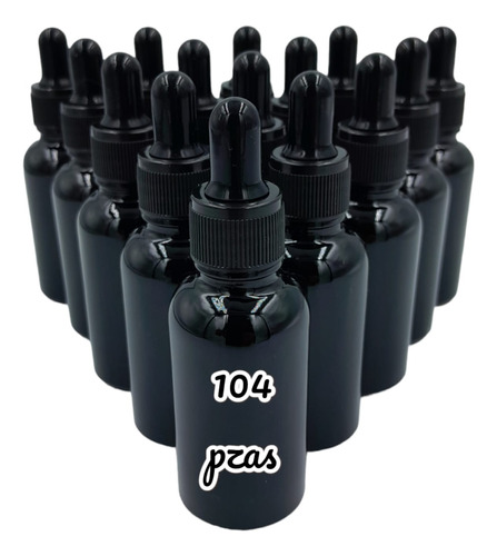 100 Goteros Vidrio 30ml Envase Negro, Tapa Rayada/negro