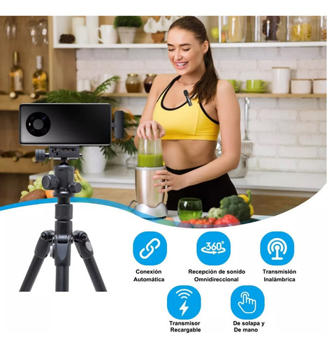 Mini Micrófono Inalámbrico Solapa Para Ios Android Negro