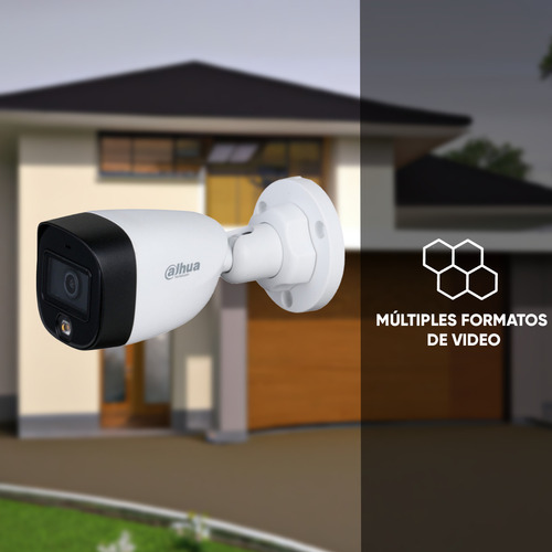 Dahua Cámara Full Color HFW1239C(-A)-LED Resolución de 2Mp Protección Ip67 Ideal para Exterior Lente 3.6mm opcional 2.8mm Ir Inteligente 20mts Micrófono Para Cctv Color Blanco
