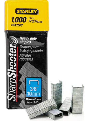  Grapas 3/8 PuLG 10 Mm Stanley Para Trabajo Pesado X 1000u 