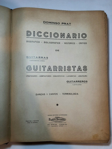 Imagen 2 de 10 de Guitarra Antiguo Diccionario Guitarristas Prat 1934 7pl 2560