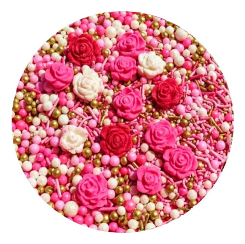 100gr Sprinkles De Rosas Para Confiteía