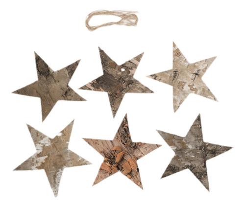 6 Adornos Colgantes Navideños De Madera, Adornos