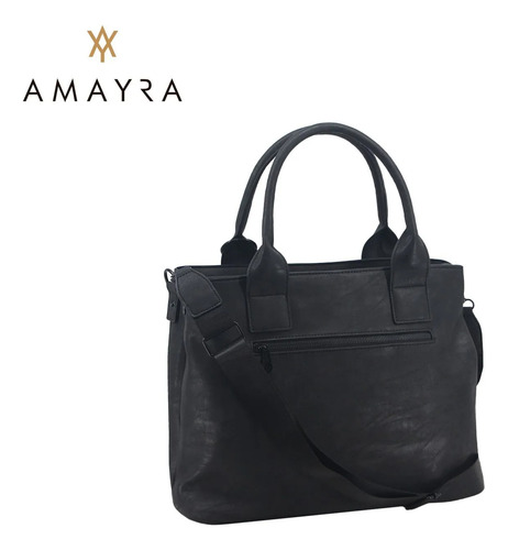 Cartera Bolso Mujer Amayra Tipo Tote Bag Cordones Con Nudo Negro Modelo 1 Liso Negro