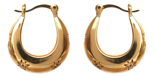 Aretes De Argolla Gruesa De Oro De Marca Gempires, Aret...