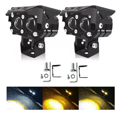 Faros De Auxiliar Lupa Doble Color Led 120w P/ Auto Moto 2pc