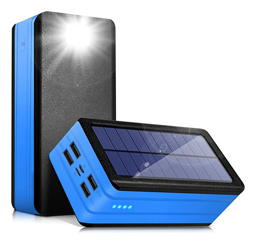 Power Bank Solar 4 Puertos Usb 50.000 Mah. Con Linterna Led