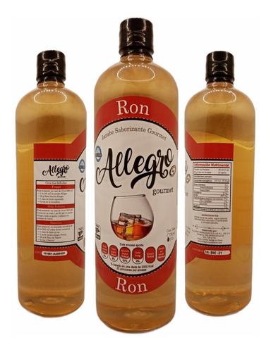 Jarabe Saborizante Sabor Ron 1 Lt Allegro Ingredients