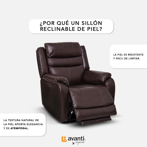 Sillón Reclinable Eléctrico Cooper Reposet De Piel Avanti