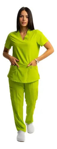 Conjunto Médico Enfermero Dama Elastizado Uniforme Entallado