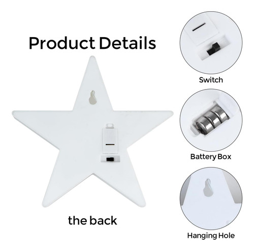 Luz De La Noche Led De 3 Pcs Led Led Star White Night Light