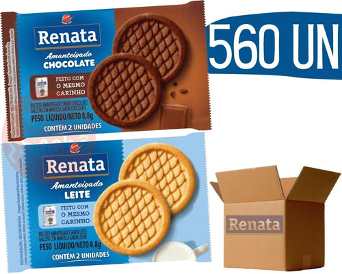 Biscoito Amanteigado Chocolate Leite Sache Renata - 560 Und