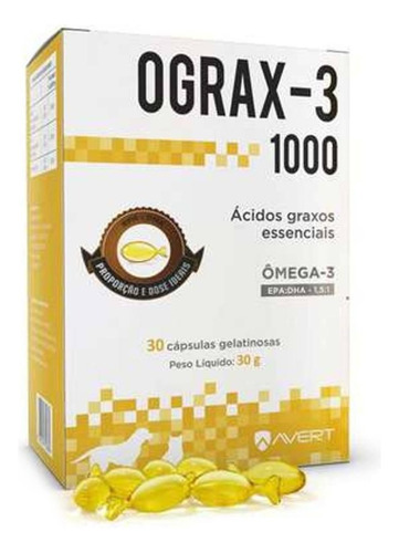 Ograx 1000 Avert Suplemento Omega 3 Cães Epa Dha Ograx-3