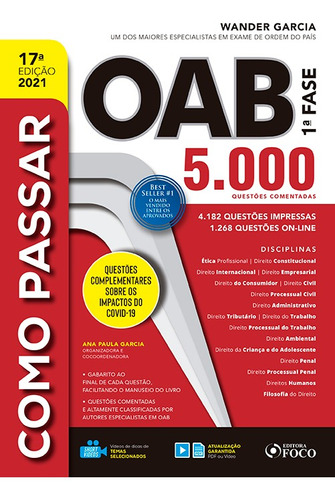 Livro Como Passar Na Oab - 1ª Fase - 5.000 Questões Coment