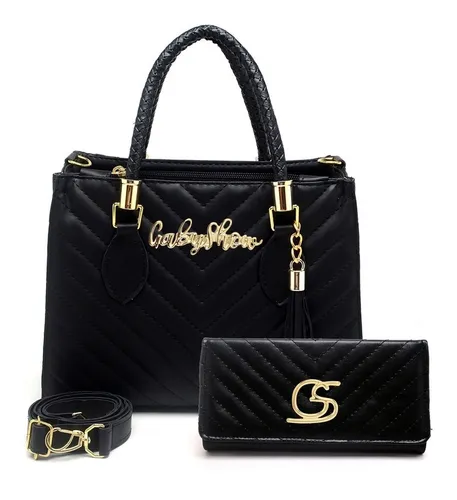 Bolsa Feminina Moderna Kit2 Pe as Bolsa Bordada Carteira
