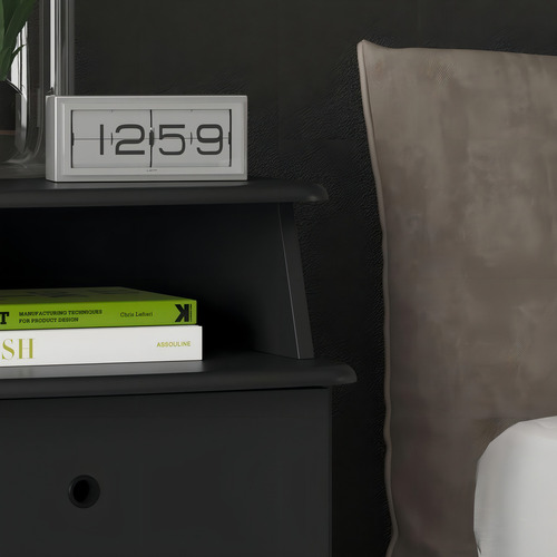 Mesa De Cabeceira Com 3 Gavetas Luxo - Cores Variadas Cor Preto