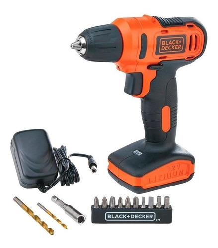 Imagen 4 de 4 de Taladro eléctrico destornillador Black+Decker LD12SP inalámbrico 900rpm naranja 127V/220V 12V con estuche de plástico