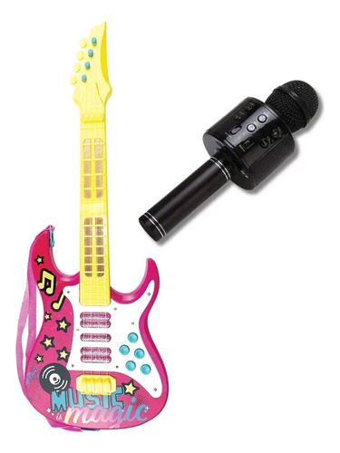 Guitarra Musical Infantil Show Deluxe Com Microfone Sem Fio