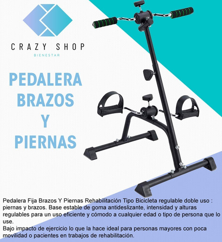 Imagen 2 de 10 de Bicicleta Fija Pedalera Rehabilitacion Doble Pierna Y Brazo