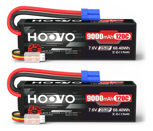 Hoovo Bateria Lipo 2s 7.6 V 9000 Mah 120c Bateria Rc Estuche