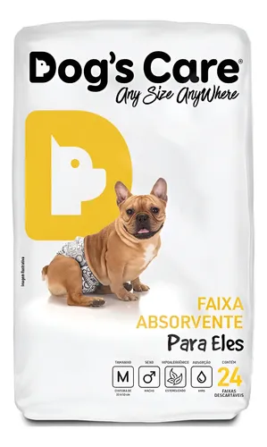 Faixa Absorvente Descartável Cães Macho G Dog's Care 24 Unidades