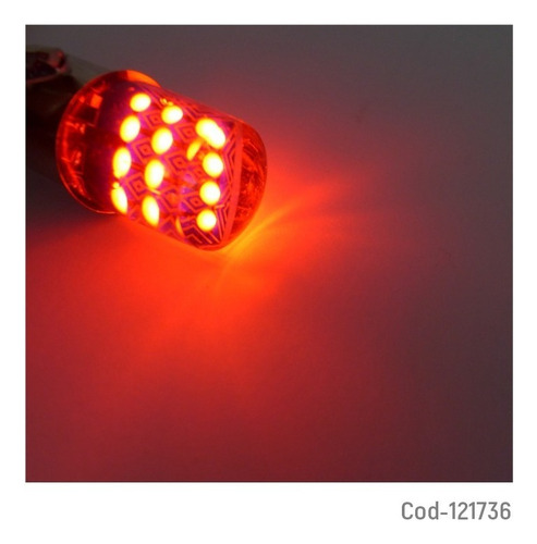 Ampolleta 24 Led Cob Rojo/ Luz Fija /2 Contactos /12 Volt, E