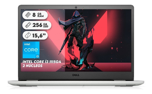 Portátil Dell Inspiron 3501 plata 15.55", Intel Core i3 1115G4 8GB de RAM 256GB SSD, Intel UHD Graphics Xe G4 48EUs 60 Hz 1366x768px Windows 10 Home