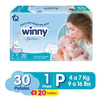 Pañales Desechables Winny Talla P Paquete De 30 Unidades 