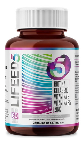 Suplemento en cápsula Lifeed5  Biotina y Colágeno LF5 vitamina e en pote de 39.42g 60 un