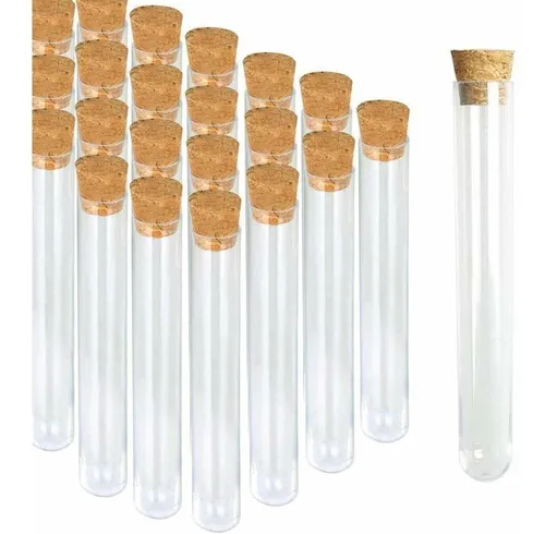Materiales de laboratorio: tubos, vasos, matraces y probetas 2 Tubos De Ensayo De Plastico Transparente Con Tapones De Cor | MercadoLibre