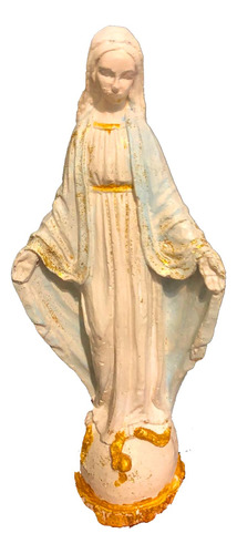 Virgen Maria Medalla Milagrosa Figura 15cm Pintado A Mano