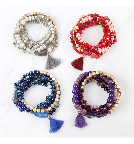 Riah Fashion Coin Bead Multicapa Declaración Versátiles De