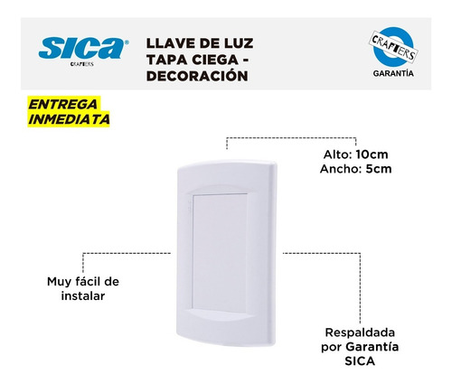 Imagen 2 de 6 de Llave De Luz Sica - Tapa Ciega Blanca - Decoración