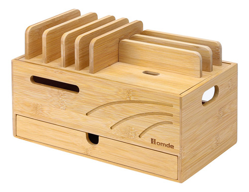 Homde Estante Estacion Carga Bambu Natural Para Multipl Caja