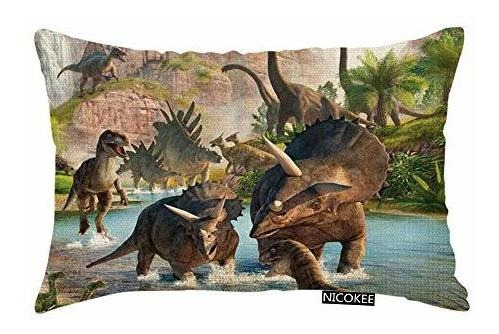 Nicokee Throw Pillow Cover Antiguo Dinosaurio Jurásico Anima