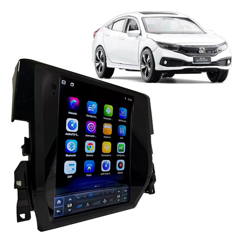 Central Multimídia Tesla Unique Vertical Screen Civic G10 17