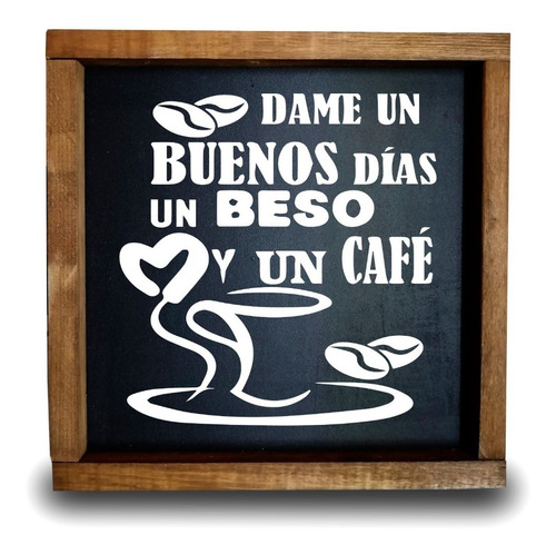 Cuadro Decorativo De Madera Coffee  30 X 30 Cm Vintage